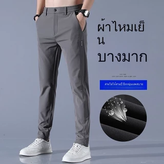 กางเกงลำลองผู้ชายสไตล์ธุรกิจตรงตัดเรียบโดยไม่ต้องรีดผ้า