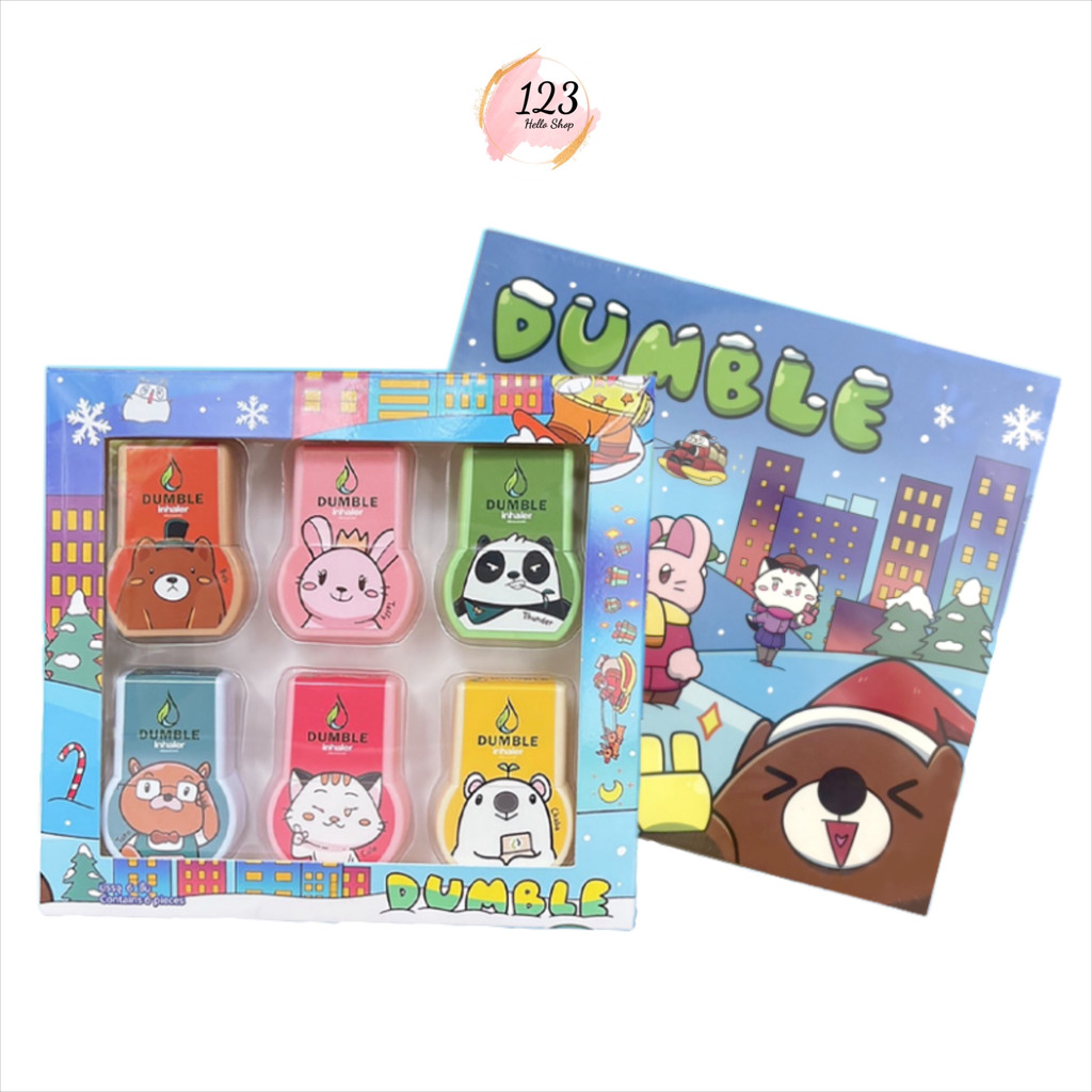 (6ชิ้น/กล่อง) ยาดม 2 รู ยาดมสมุนไพร Dumble Herbal Inhaler (Double Herb) ✨