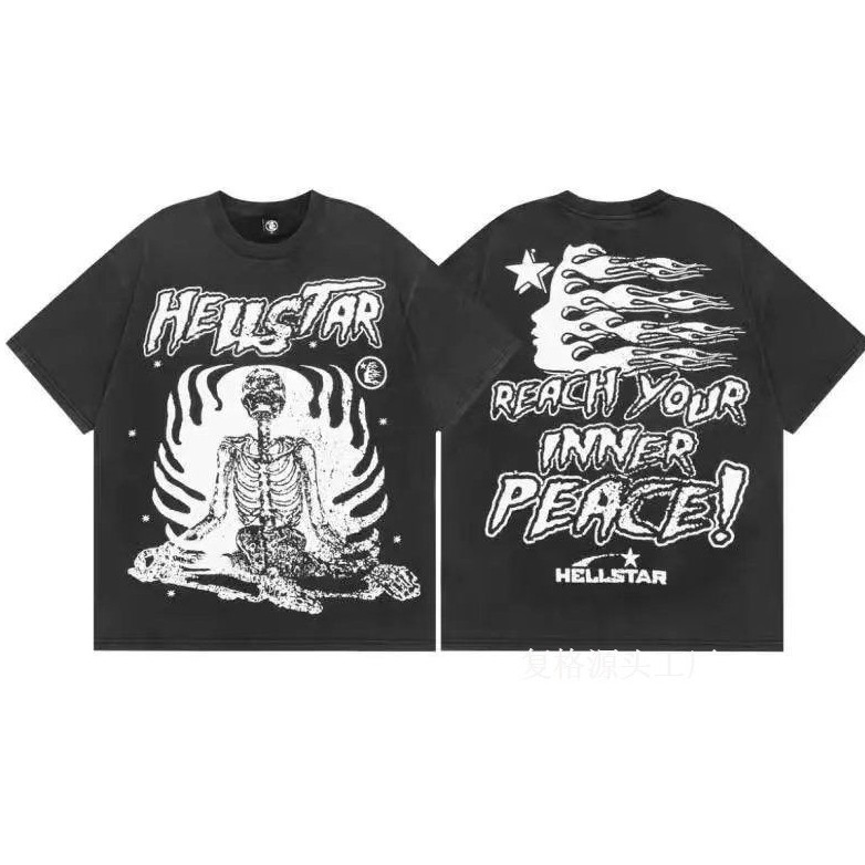 เสื้อยืดแขนสั้น Hellstar แนวเรโทร สำหรับทั้งผู้ชายและผู้หญิง ฤดูร้อนปี 2026