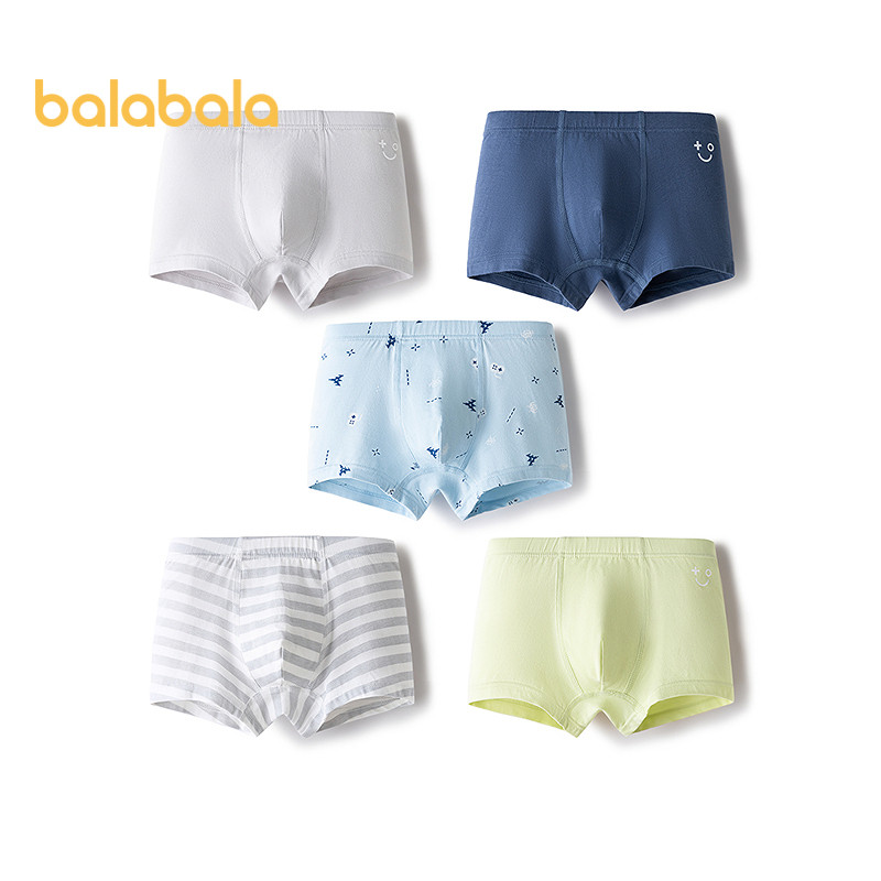 Balabala กางเกงบ๊อกเซอร์เด็กผ้าฝ้าย A Class สำหรับเด็กและวัยรุ่นTween 5 ชิ้นต่อหนึ่งแพ็ค