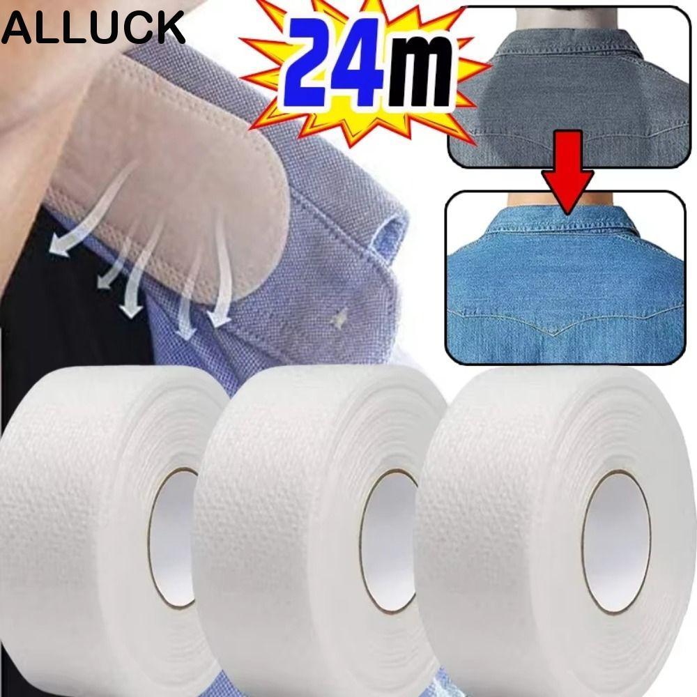 ALLUCK แผ่นซับเหงื่อปกคอเสื้อ มีกาวในตัว 8M สีขาว ดูดซับเหงื่อ กันสิ่งสกปรก สําหรับติดปกเสื้อ หมวก ติดส้นเท้า
