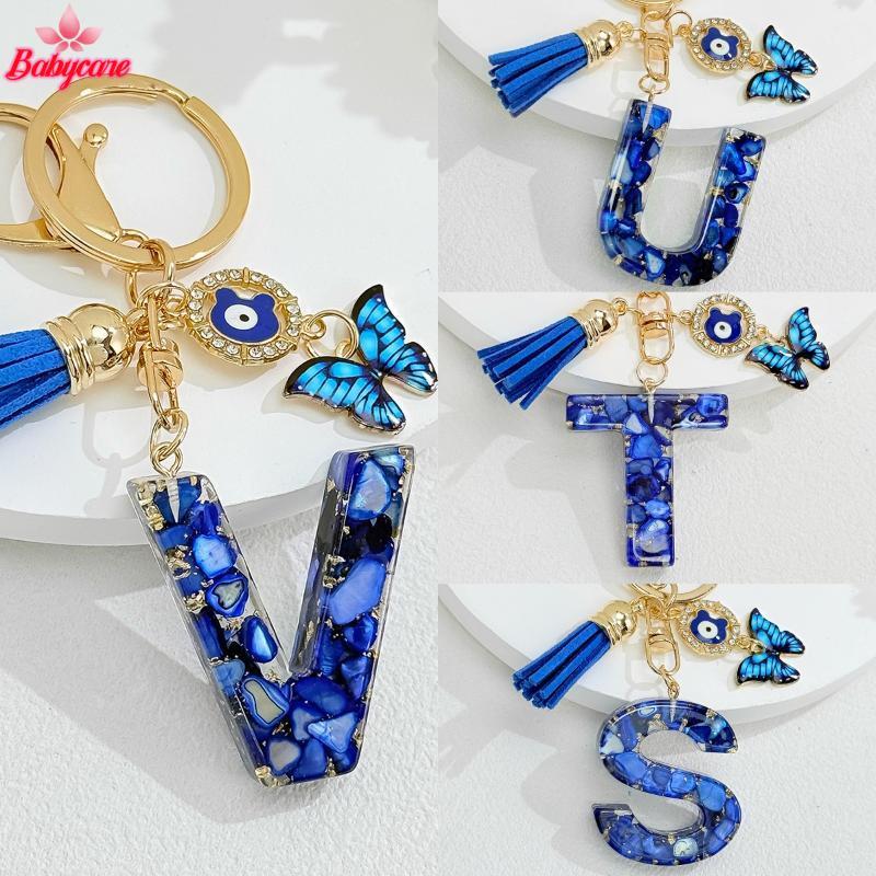 <BYCE-t>แฟชั่นBlue GlazedหินA To Zพวงกุญแจตัวอักษร26เริ่มต้นSelจี้รถพวงกุญแจผู้หญิงเครื่องประดับGIfts - รูปที่ 4