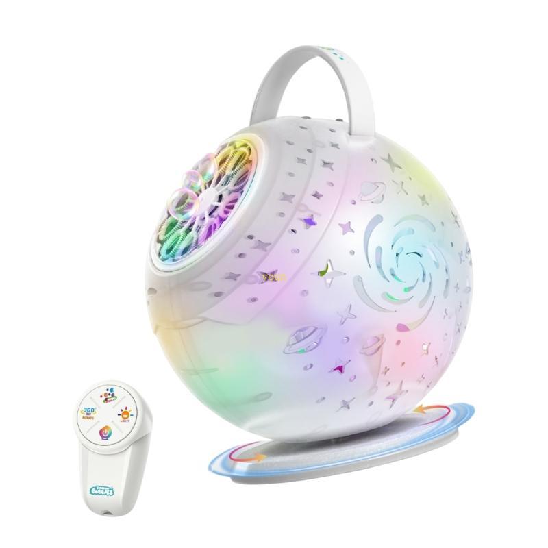 Youn USB Chargeable Bubble Maker สําหรับเด็กรีโมทคอนโทรลหมุน Bubble Maker พร้อมไฟสีสันสดใสสําหรับวัน