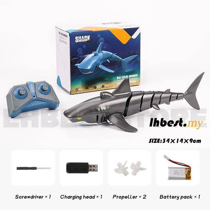 2.4G จําลองรีโมทคอนโทรลสัตว์พร้อมไฟหุ่นยนต์เรือดําน้ําสเปรย์น้ํา Rc Shark ของเล่นปลาไฟฟ้ากลางแจ้งของเล่นเด็ก Boy