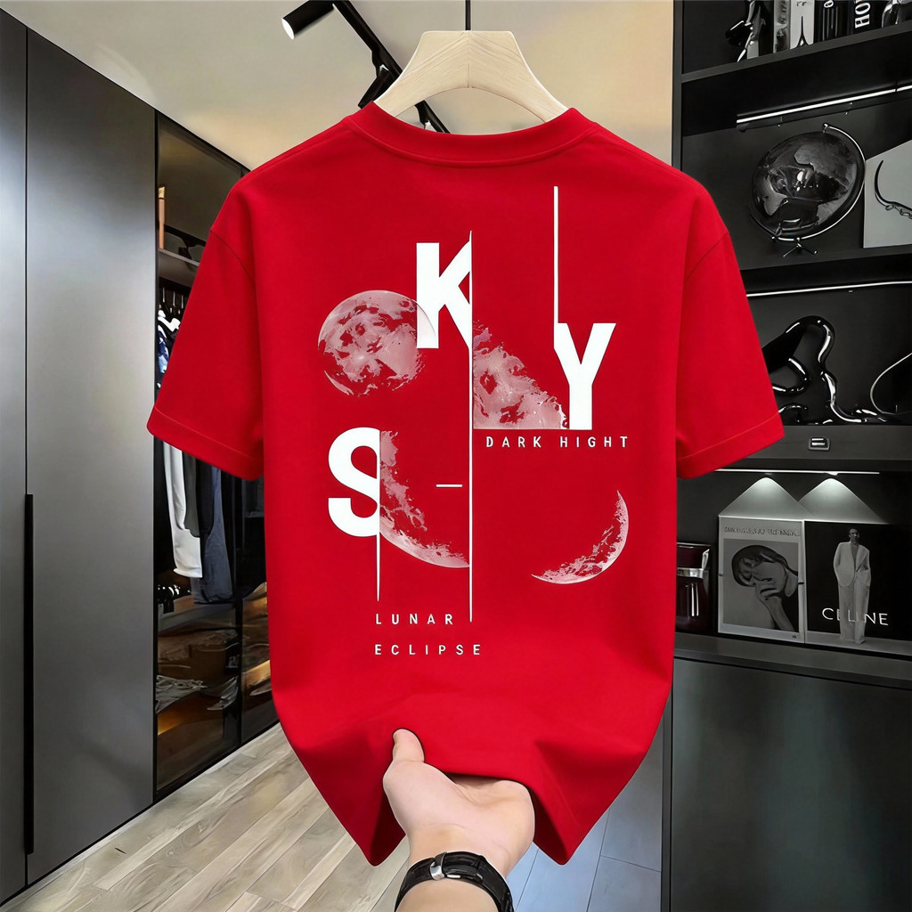 TEE·SHOP เสื้อยืด oversize เสื้อเท่ๆ เกาหลี “SKY Moon” เสื้อแฟชั่นใ เกาหลีสไตล์ พิมพ์ลาย ผ้านิ่มใส่สบาย S-3XL COD ราคา ถูกที่สุด ดีลบีเคเค แกลเลอรีภาพที่ 9