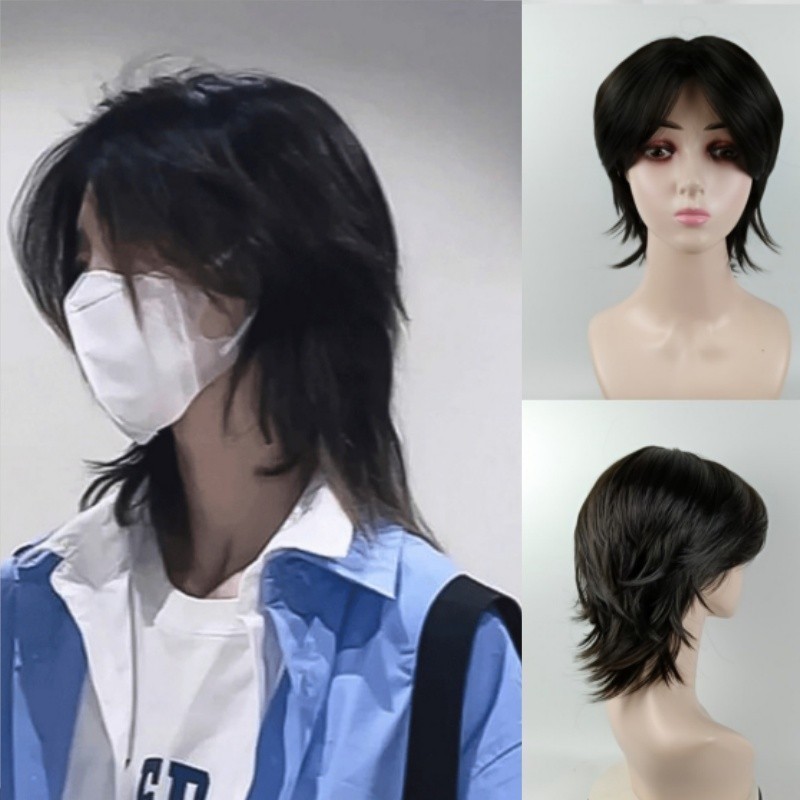 Handsome Micro-bangs Full head Wig Headpiece Long Straight Wig Synthetic Hair Extensions