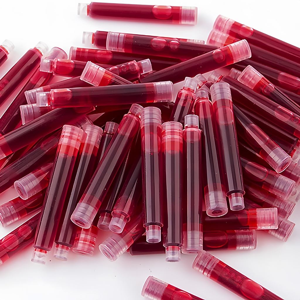 [30 pieces] Red ink cartridge, 3.4mm diameter specially designed for pens, compatible with 3.4mm pen