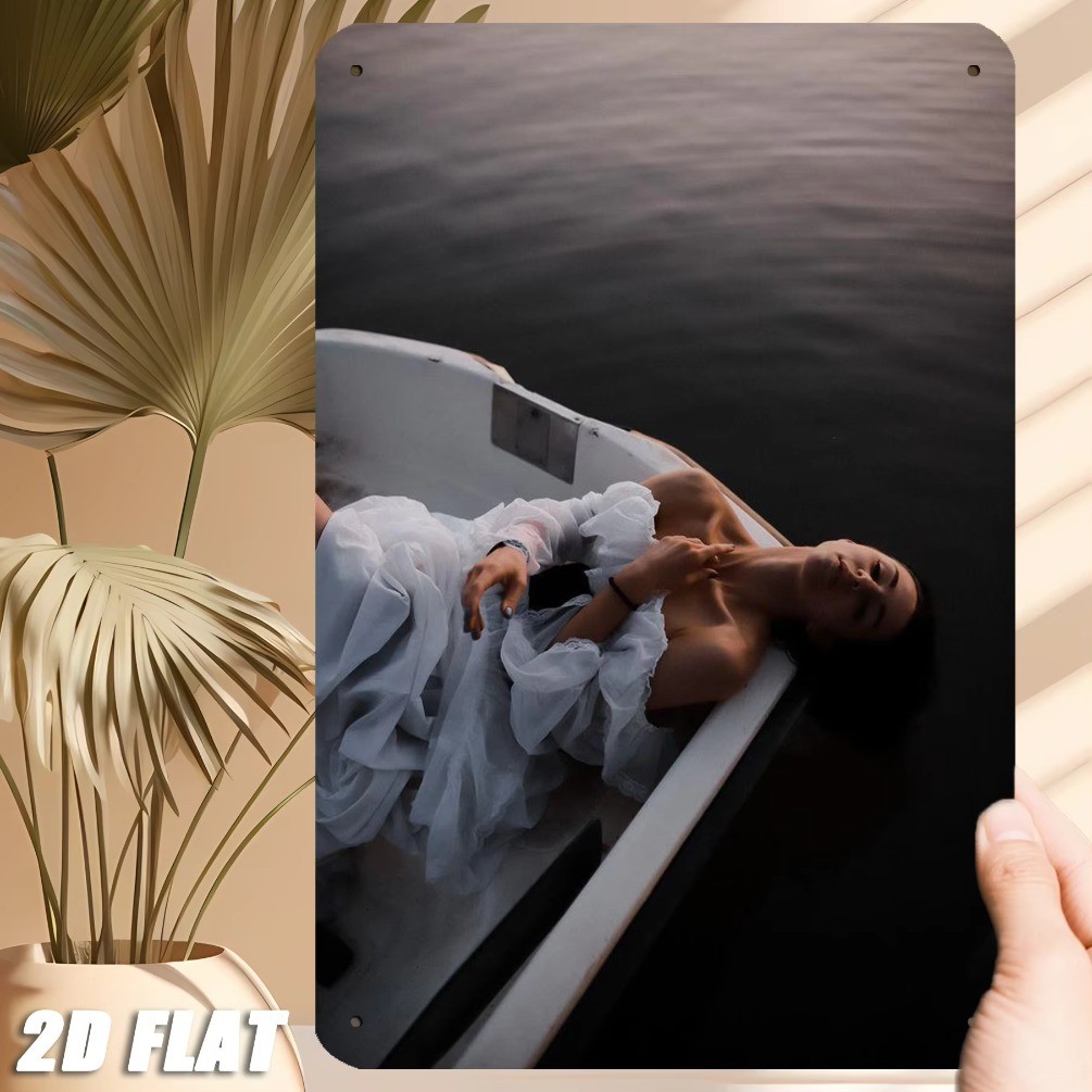 CIFbuy Retro Lake Girl Metal Wall Art Sign Vintage Iron Decor Home Office Rustic Plaque Plaque Plaqu