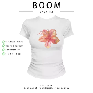 COD（จัดส่งภายใน 24 ชั่วโมง）เสื้อสาวอวบ เสื้อครอปท็อป แขนสั้น babytee สไตล์เกาหลี y2k T-shirt | FLOWER
