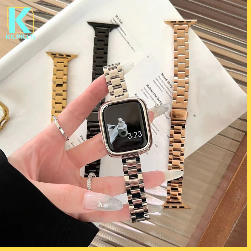 อุปกรณ์เสริมสายรัดโลหะสแตนเลส for iWatch Apple Watch Ultra/SE3 2 Series 11 10 9 8 7 6 49mm 46 45 44 42 40 38mm