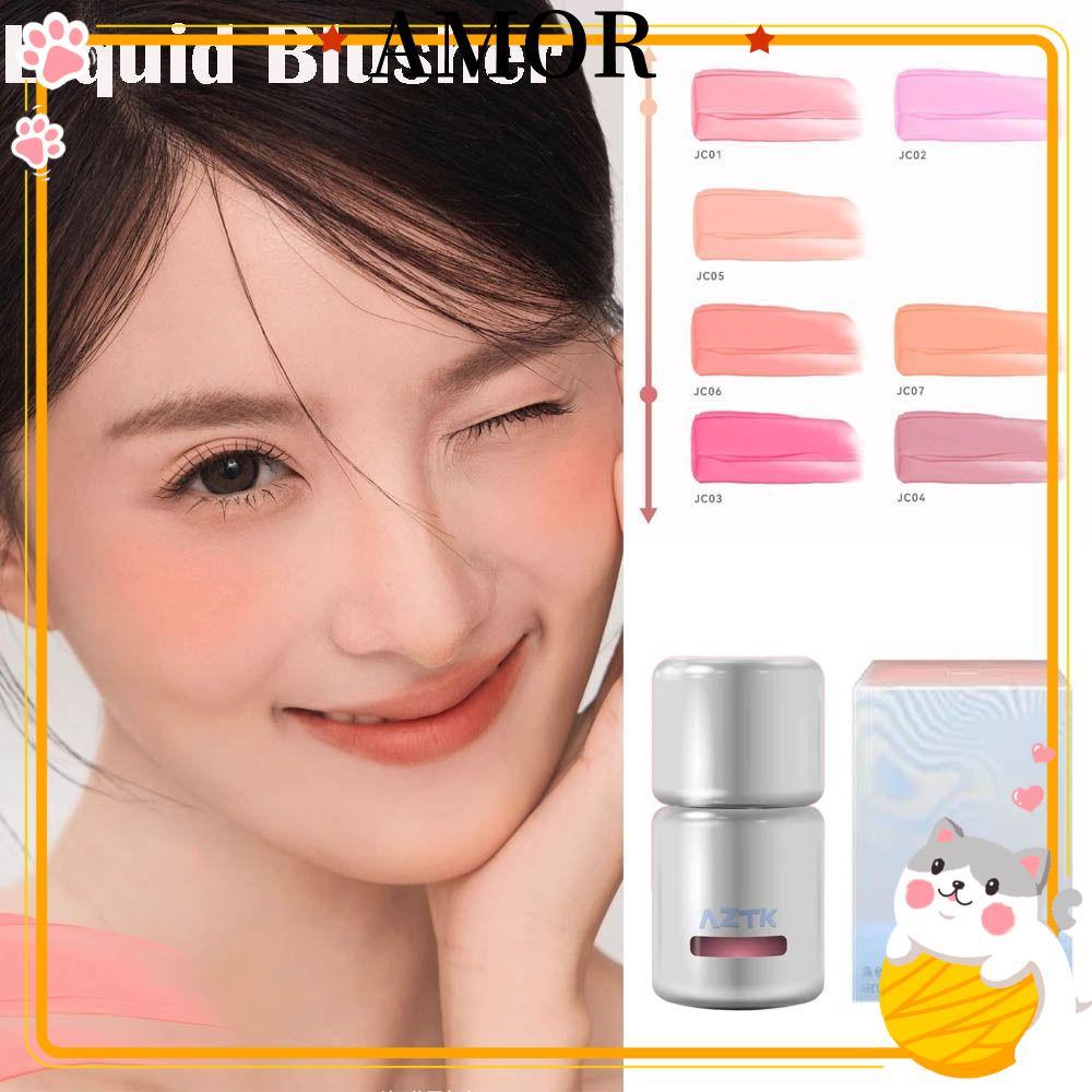 AMOR Liquid Blusher, Powder Rendering Taned Jello Color BlushMakeup, Matte มัลติฟังก์ชั่น Long Lasti