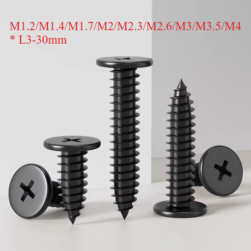 สีดํา CA หัวแบนสกรูเกลียวปล่อยหัวบางเฉียบข้า สกรูดำ สกรูไดวอล  สำหรับยิงฝ้าเพดานผนังเบา น๊อตยิงฝ้า ไ