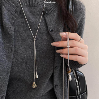 COD🌸สร้อยคอพู่ห้อยหยดน้ำ ดีไซน์วินเทจ ปรับได้ ใส่กับเสื้อเชิ้ต เสื้อกล้าม หรือเดรสก็ปัง ของขวัญสุดเก๋
