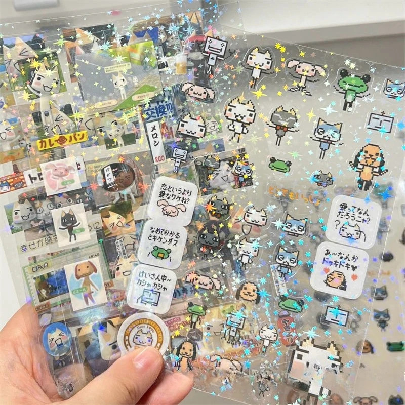 Cartoon Doro Cat Cut Film Stickers Laser Star Film Double Transparent Stickers Hand Account Stickers