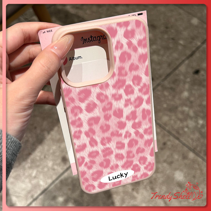 เคสไอโฟน 13 การ์ตูนสีชมพูลายเสือดาวเนื้อหนัง สำหรับ IPhone 17 16 15 14 13 11 Pro Max XS Max 7Plus 8 7 14 16 15 Plus XR X