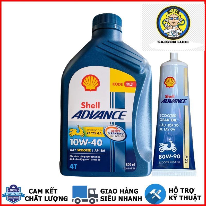 Shell Advance AX7 Scooter 10W40 0.8L และน้ํามันเปลือก