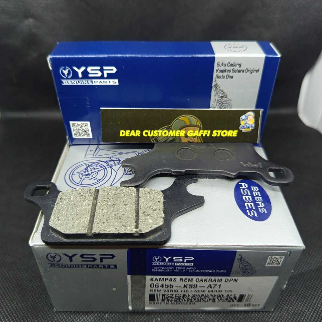 ผ้าเบรกหน้า YSP K59 GENIO VARIO 125 ใหม่ VARIO 150 K59 VARIO 160 CBS ดิสแพด