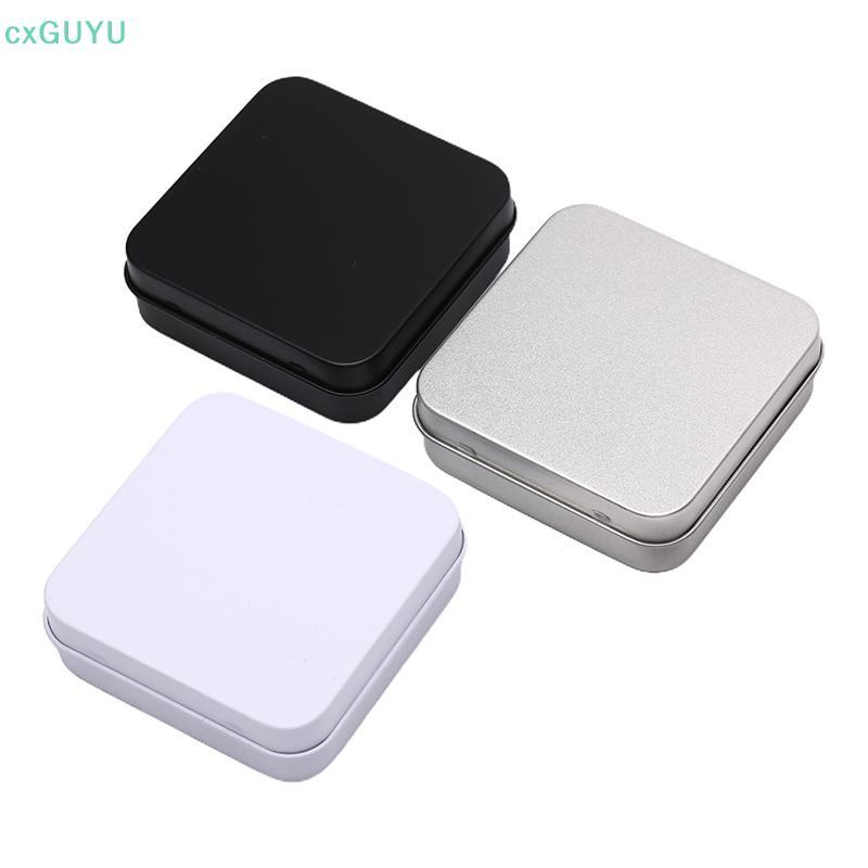 [cxGUYU] Metal Tins Container Square Haded Flip Storage Tin Box Jewelry Coin Case PRATA