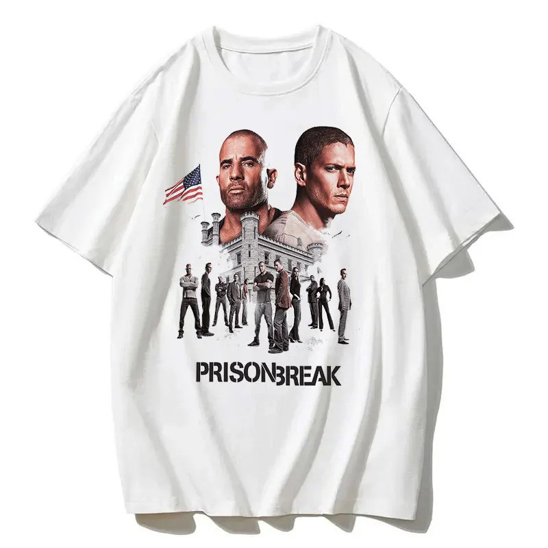 ผู้ชาย Vintage T เสื้อ T ทีวี Series Prison Break ความงามเสื้อผ้า Michael Scofield Y2k เสื้อ Streetw