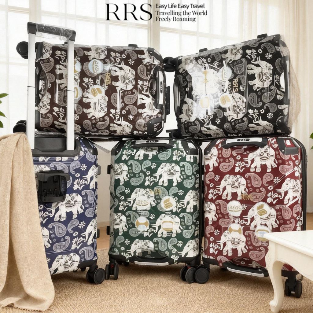 RRS (จัดส่งวันเดียวกันจากไทย) กระเป๋าเดินทางลายช้าง ใหม่ วัสดุ PC 20-28 พร้อมที่วางแก้ว TSA ความจุขนาดใหญ่ ทนต่อกาสึกหรอ