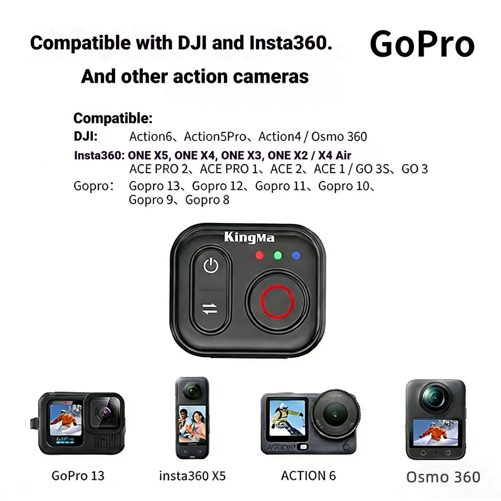 Kingma 50M/164ft สายรัดข้อมือรีโมทคอนโทรลไร้สายสําหรับ DJI OSMO 360/ACTION 6 5 4 Insta60 X4 Air/X5 X