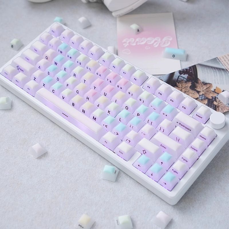 คีย์แคปใส keycap ใส Oxid Rainbow Gummy Transparent Keycap Girls High-value Silicone Jelly Keycap 87 