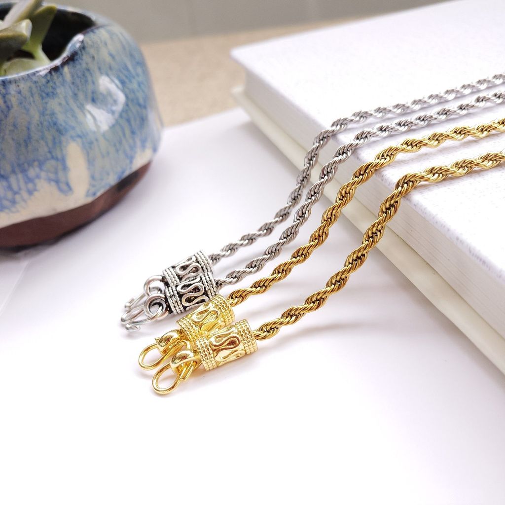 Hot Sale#Original Design New Thai Buddha Amulet Chain Titanium Steel Braided Necklace Thangka Pendan