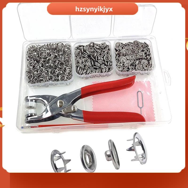 hzsynyikjyxSnap Fasteners Kit 200 ชุด, 9.5 มม.ผ้า Snaps เสื้อผ้า Snaps ไม่มีเย็บผ้า, สแตนเลสปุ่ม Sna