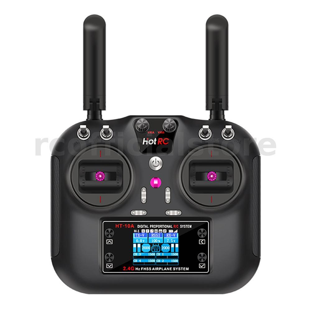 HOTRC HT-10A 2.4GHz 10CH FHSS 1.7 นิ้วหน้าจอสีวิทยุเครื่องส่งสัญญาณ F-10A สําหรับ RC รถเรือเครื่องบิ