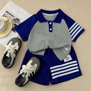 Dolemi Baby ชุดเสื้อผ้าเด็ก เสื้อโปโลแขนสั้นพร้อมกางเกงขาสั้น สำหรับเด็ก ชุดแฟชั่น ชุดลำลอง เหมาะสำหรับเด็กชาย