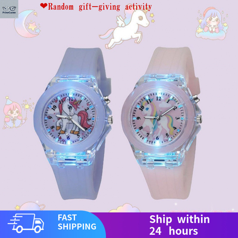 ของขวัญkidskidsนาฬิกาซิลิโคนน่ารักหญิงmurahjamการ์ตูนสาวใหม่กีฬาส่องสว่างเด็กกันน้ํานาฬิกาข้าวโพด