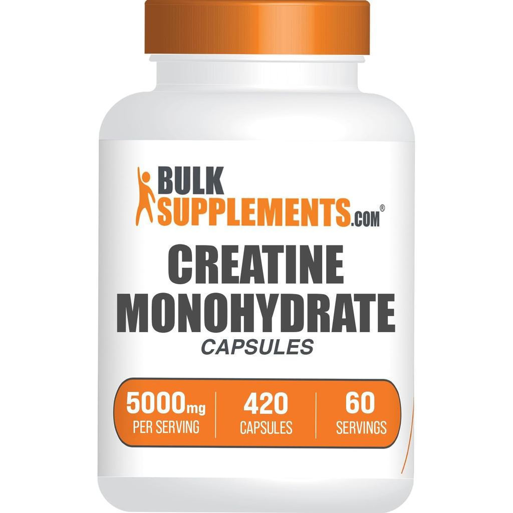 BulkSupplements.com Creatine Monohydrate Capsules - Creatine Monohydrate, Vegan Creatine Pills - 7 C