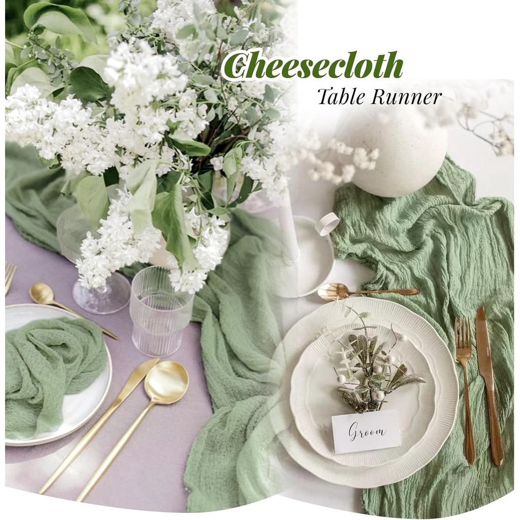2/5/10 ชิ้น 40x270 ซม.ผ้ากอซตาราง Runner กึ่งSheer Cheesecloth งานแต่งงานการตั้งค่าตารางรับประทานอาห