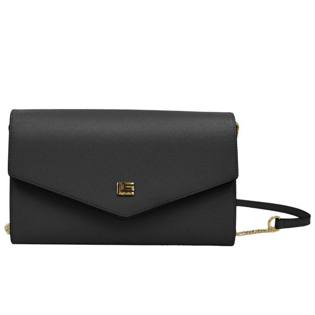 Guy Laroche กระเป๋าสะพาย หนังอัดลายแข็ง สีดำ รุ่น AGP0826KS6BLS