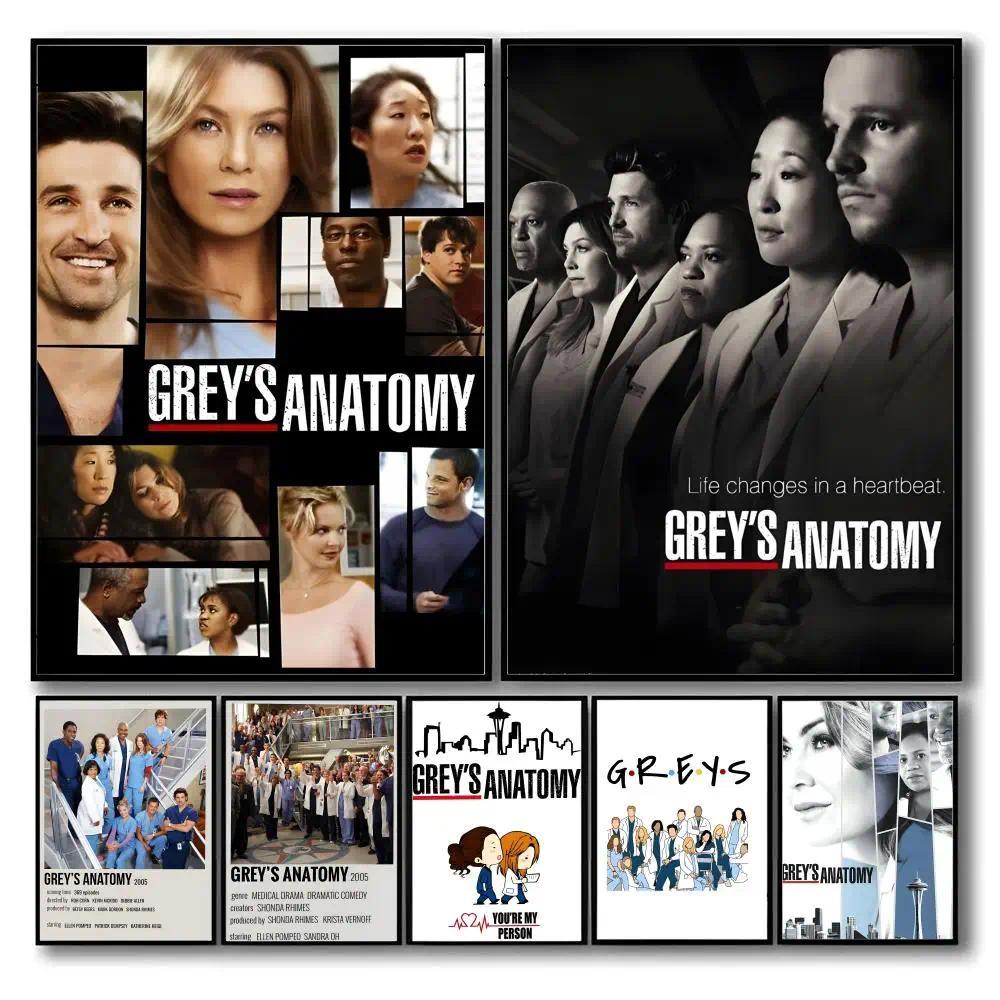 Anatomy TV แสดง Greys Anatomy โปสเตอร์ Sticky Wall Art พิมพ์กันน้ําสําหรับห้องนั่งเล่นห้องนอน Bar คว