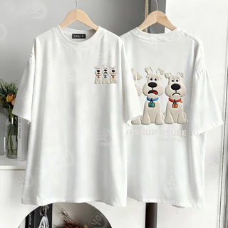 🔥Top.basic🔥เสื้อแฟชั่น เสื้อยืด oversize ผ้าฝ้าย แนวสตรีท ไม่ต้องรีดผ้า สวมใส่สบาย ผ้านิ่ม ลาย "WASSUP HSUBE"【COD】