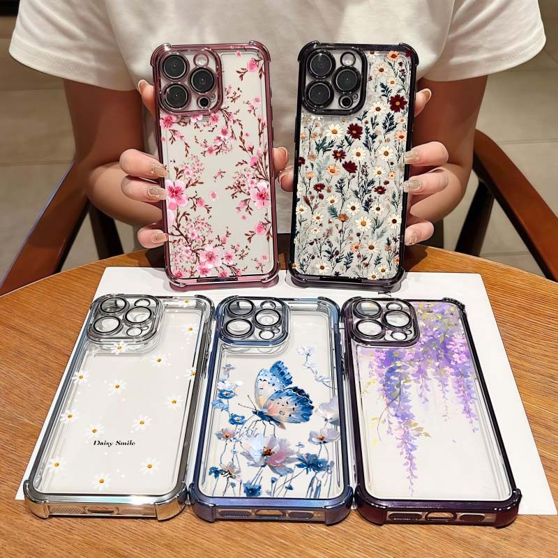 Vintage ดอกไม้ขนาดเล็กดอกไม้สําหรับ OPPO A6 PRO A5PRO Reno 15 14 5G 15F 14F 14PRO เคสโทรศัพท์ชุบนุ่ม