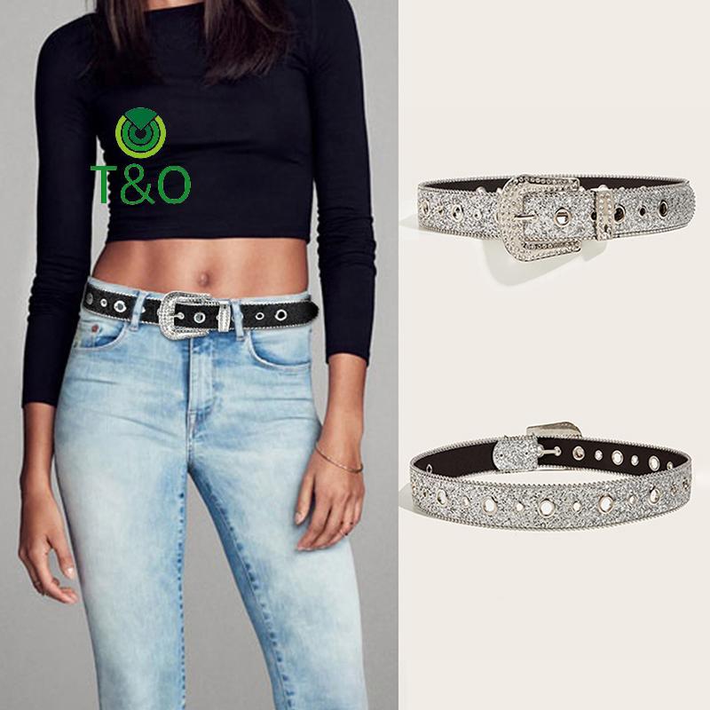 [T&OT] Shiny Rhinestone Wide Belt Ladies Dress Belt Adult Rhinestone Belt Dress Crystal Diamond Belt