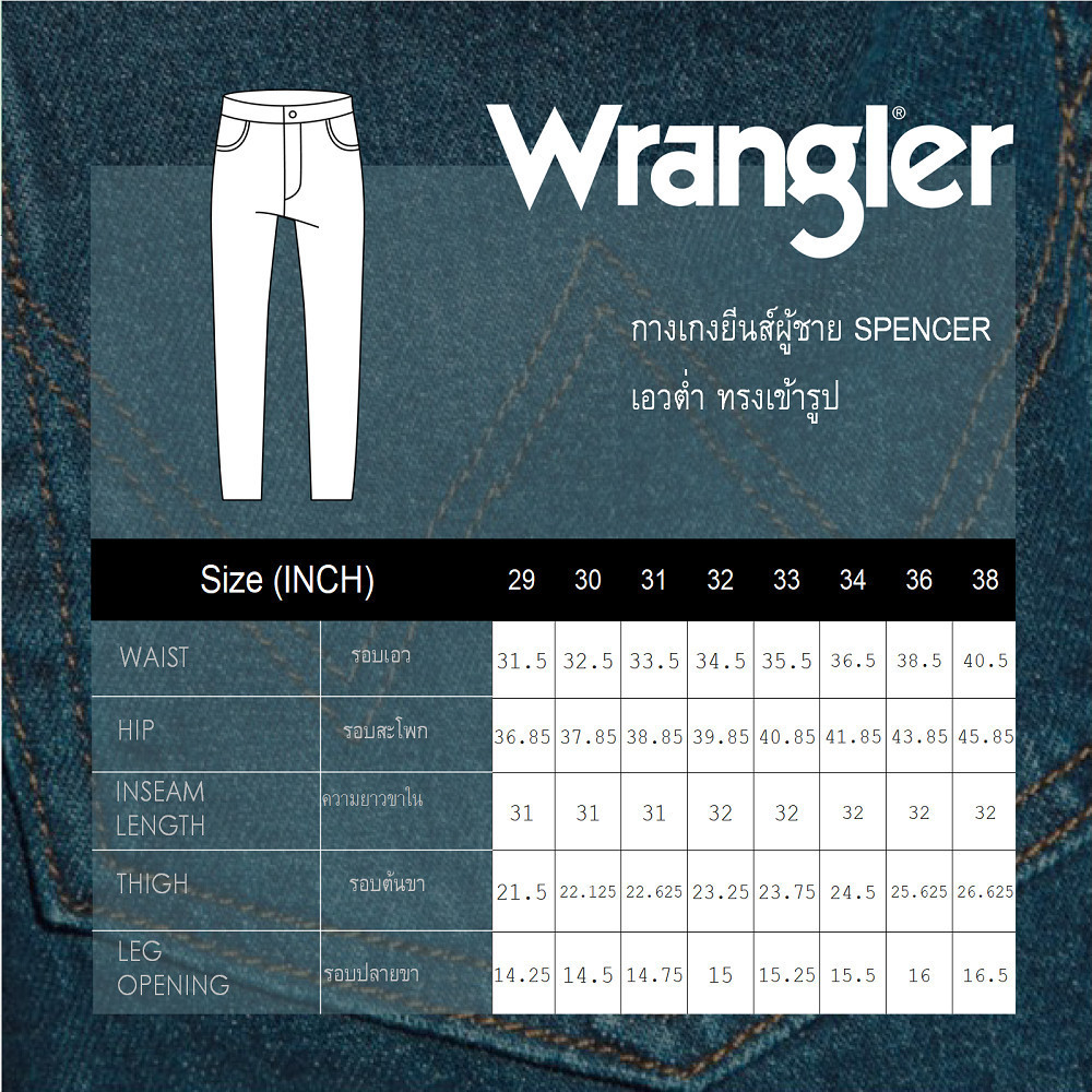 WRANGLER กางเกงยีนส์ผู้ชาย เอวต่ำ ทรงเข้ารูป รุ่น WR SC23MSPZC05 สียีนส์ - รูปที่ 5