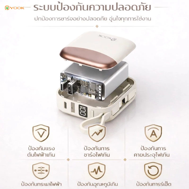 [CCC] YOOK Powerbank 20000mAh แบตเตอรี่ แบตสำรอง ขนาดพกพาType-C/Lightn thumbnail 7