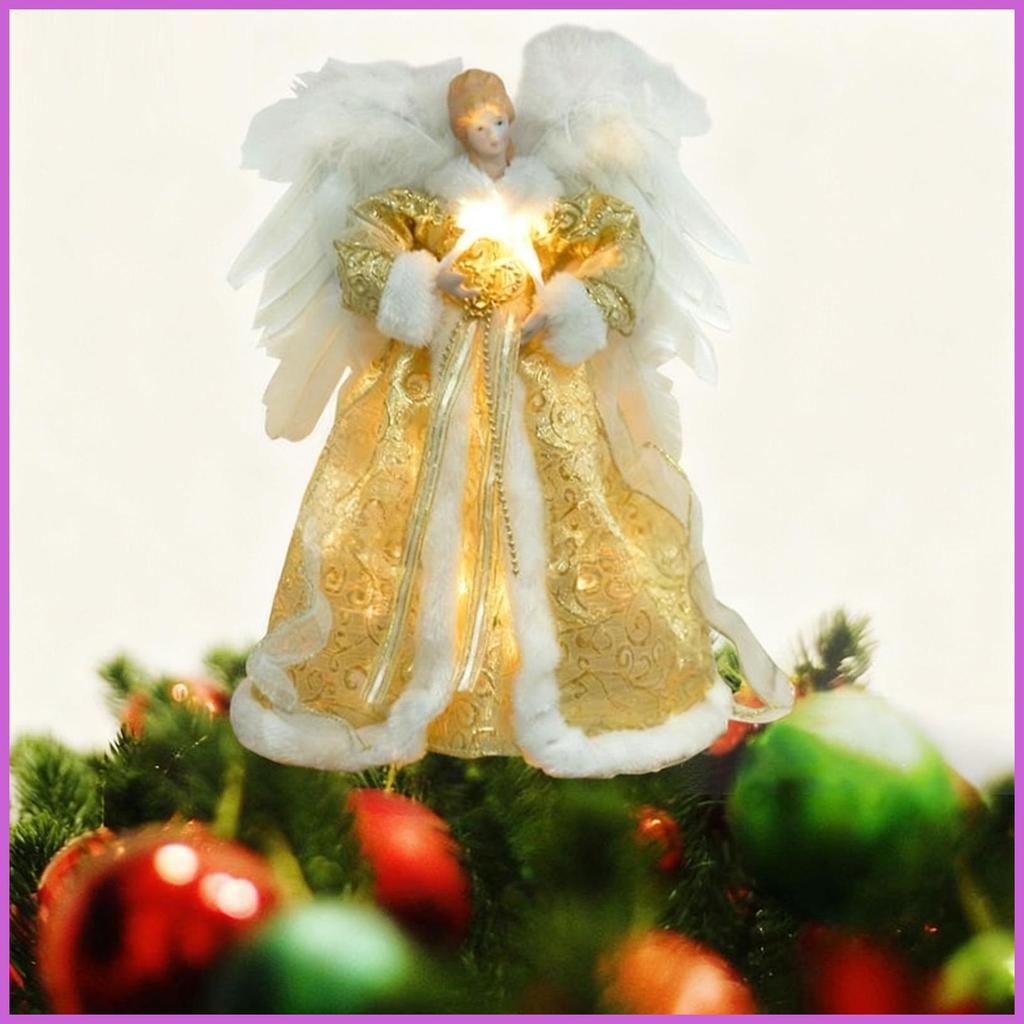 Tree Topper Lighted Angel Christmas Angel Fairy Tree Topper สําหรับ Party Props สํานักงานปีใหม่ Holi