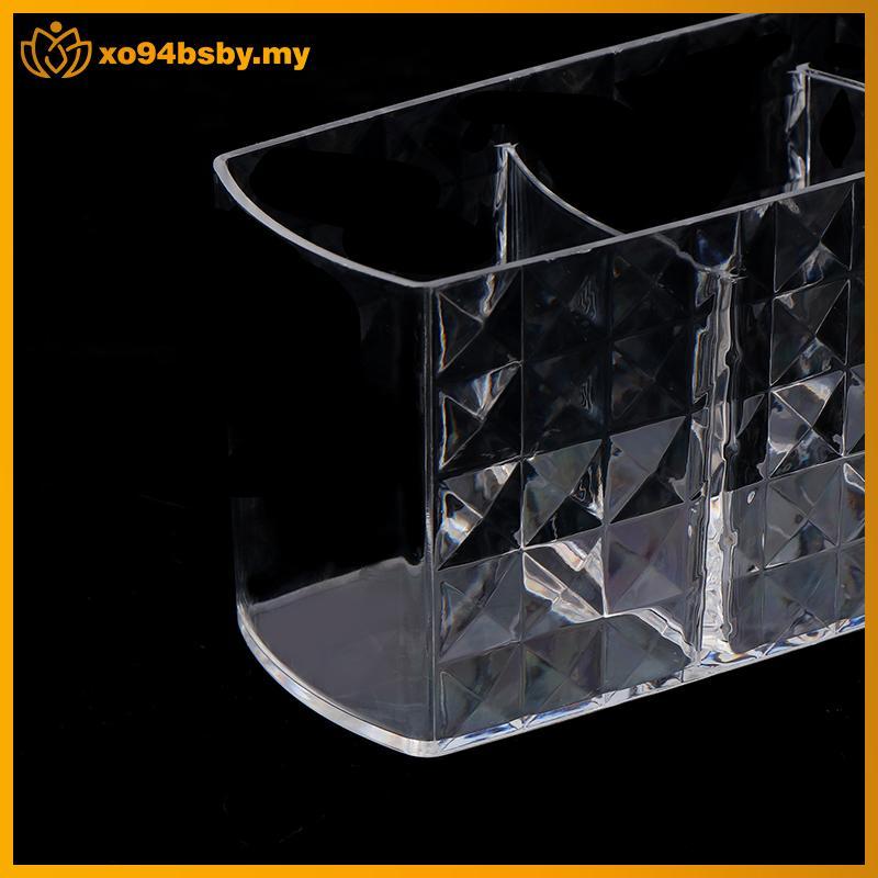 Xo94bsby 3-slot อะคริลิคใสเพชรกล่องเก็บเครื่องสําอางแปรงแต่งหน้า Organizer Lipsti ดินสอเขียนคิ้วห้อง