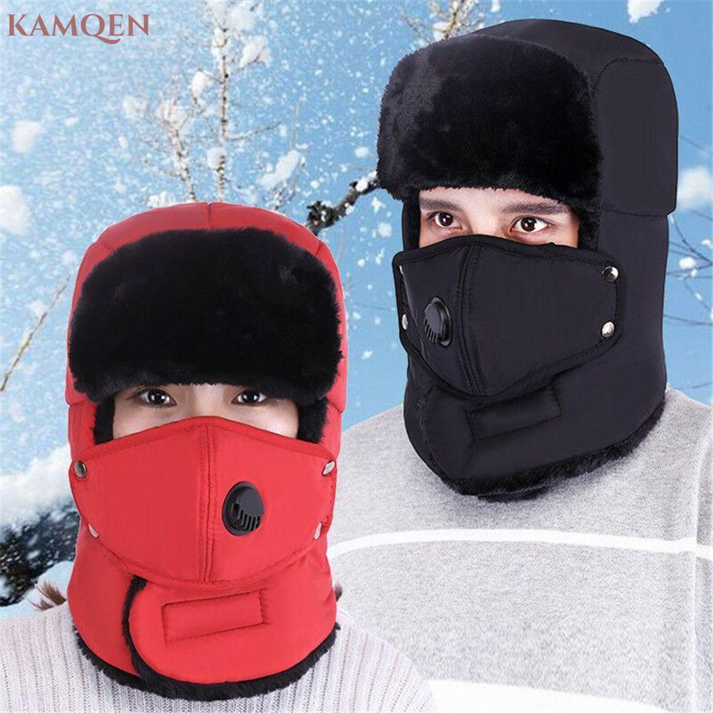 KAMQEN หมวกสกี Showerproof Ushanka Cotton Winter Bomber Hat