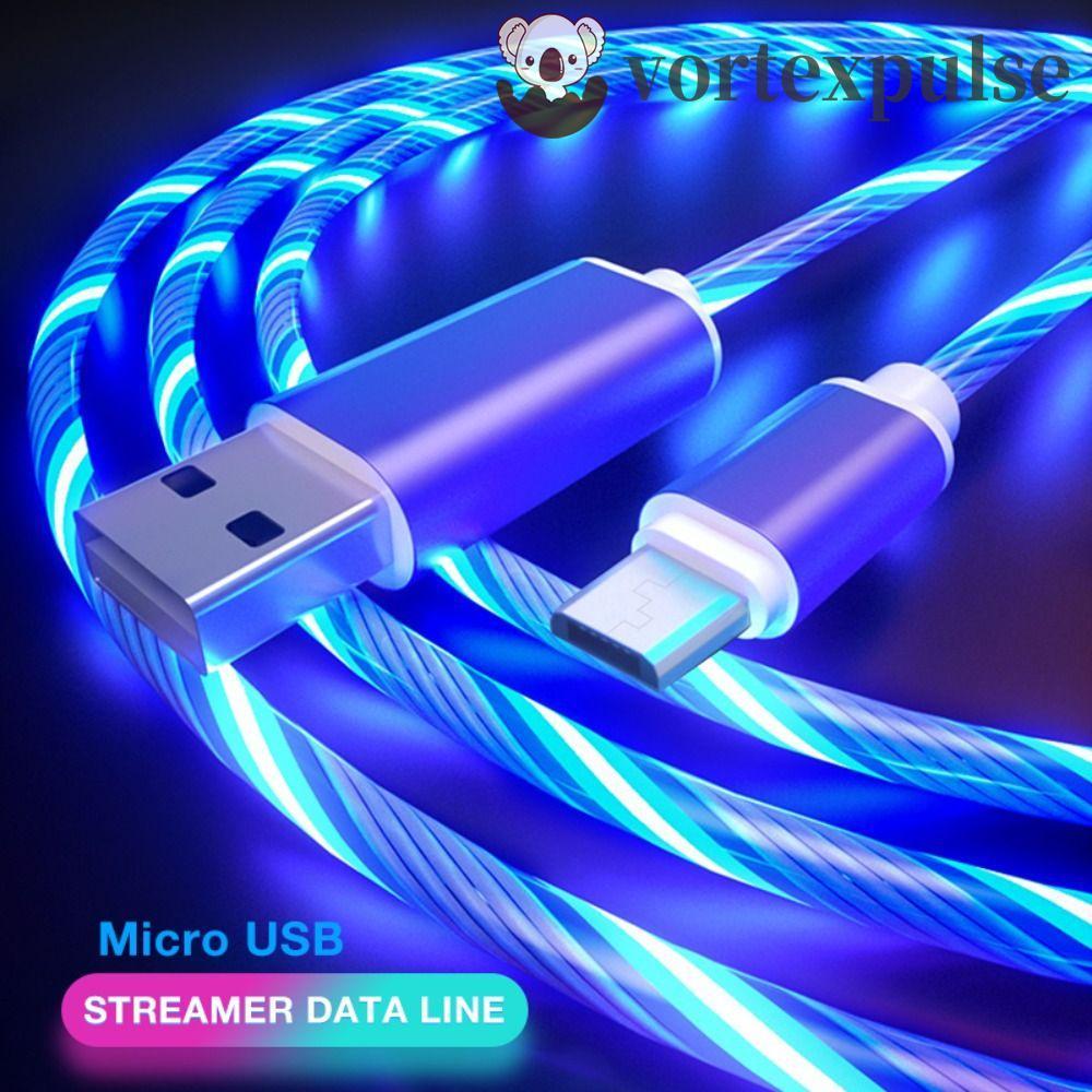 VORTEXPULSE สายชาร์จเรืองแสงอุปกรณ์เสริม 1M LED USB C Wire Data Line Luminous Type C ไฟ LED Charge Wire