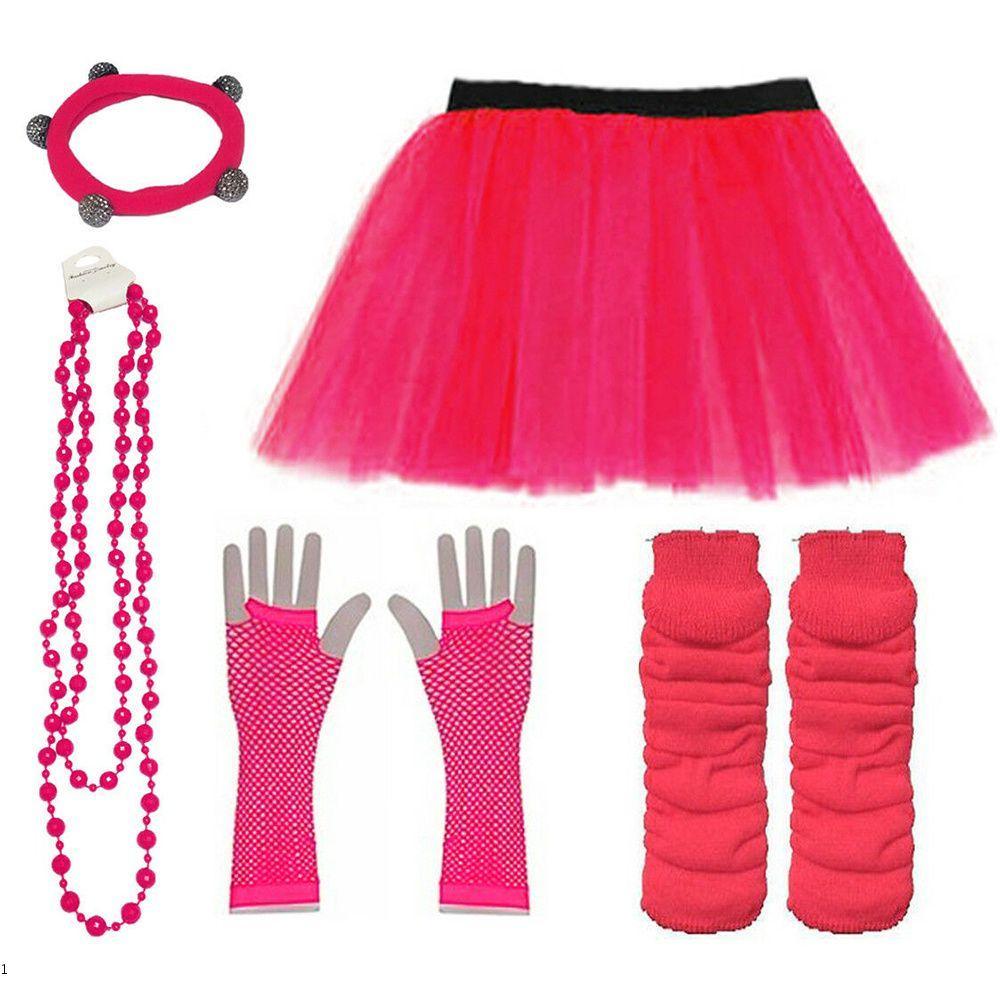 LIPUPON Neon 80s ที่คาดผม Prom Party ถุงมือลูกปัด Hen Party