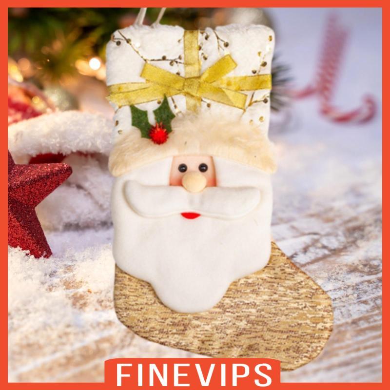 [Finevips] Christmas Stocking Xmas Stocking Portable Treat Bag Ornament Christmas Hanging
