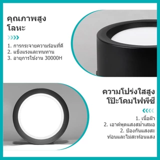 พื้นผิวติดตั้งดาวน์ไลท์ LED 3สี โคมไฟเพดาน 10/20/30W Downlight รอบลงสําหรับห้องนั่งเล่นห้องนอนไฟตู้
