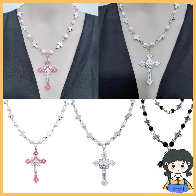 Bang Handmade Pearls ลูกปัดสร้อยคอลูกประคําสร้อยคอจี้ข้ามคาทอลิกism
