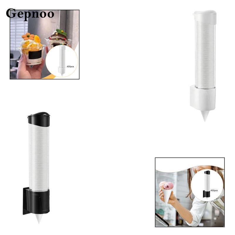 [Gepnoo] 400 ชิ้นถ้วยกรวยหิมะถ้วยไอศกรีมติดผนังที่วางแก้วดึงประเภท Leak Proof วัสดุ PP เครื่องจ่ายเห