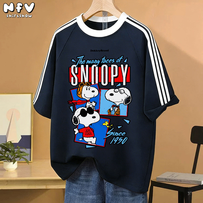 【จัดส่งตลอด 24 ชั่วโมง】NFV เสื้อยืดแขนสั้นคอกลม สไตล์เกาหลี ลายพิมพ์การ์ตูน Snoopy ทรงหลวม ระบายอากาศ ผ้าฝ้าย YG4806 ราคา ถูกที่สุด ดีลบีเคเค แกลเลอรีภาพที่ 5